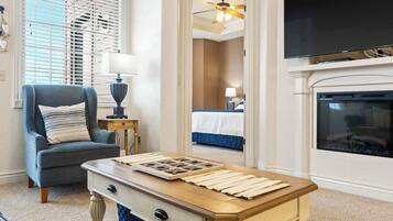 Condo, Multiple Beds, Balcony, Mountain View (Cliffside Lake Retreat ) | Living area | 42-inch flat-screen TV with digital channels, fireplace