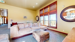 Condo, Multiple Beds, Patio, Mountain View (Gorgeous Condo at Obsidian) | Living area | 42-inch flat-screen TV with digital channels, fireplace - Gorgeous Condo at Obsidian Clubhouse Downstairs (Mammoth Lakes)