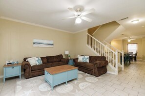 Townhome, Multiple Beds, Balcony, Pool View (Padre Like a Rockstar) | Living area | 50-inch flat-screen TV with digital channels - Resort Pool! 3 Bedroom ATV Optional Sleeps 10 (Corpus Christi)