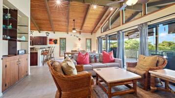 House, Multiple Beds, Balcony, Garden View (He'eia Bay Paradise) | Living area | 50-inch flat-screen TV with digital channels