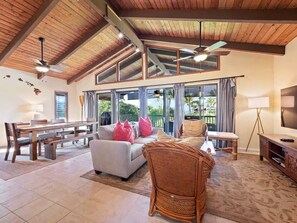 House, Multiple Beds, Balcony, Garden View (He'eia Bay Paradise) | Living area | 50-inch flat-screen TV with digital channels