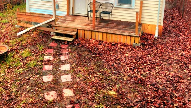 A small single-story house with a front porch, a door, and two windows. - tiny house backyard cabin getaway in Detroit (Detroit)