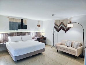 Standard Room, 1 King Bed, Non Smoking, Pool View | In-room safe, desk, blackout curtains, iron/ironing board - Aruba Boutique & Art Hotel, Adults Only (Noord)