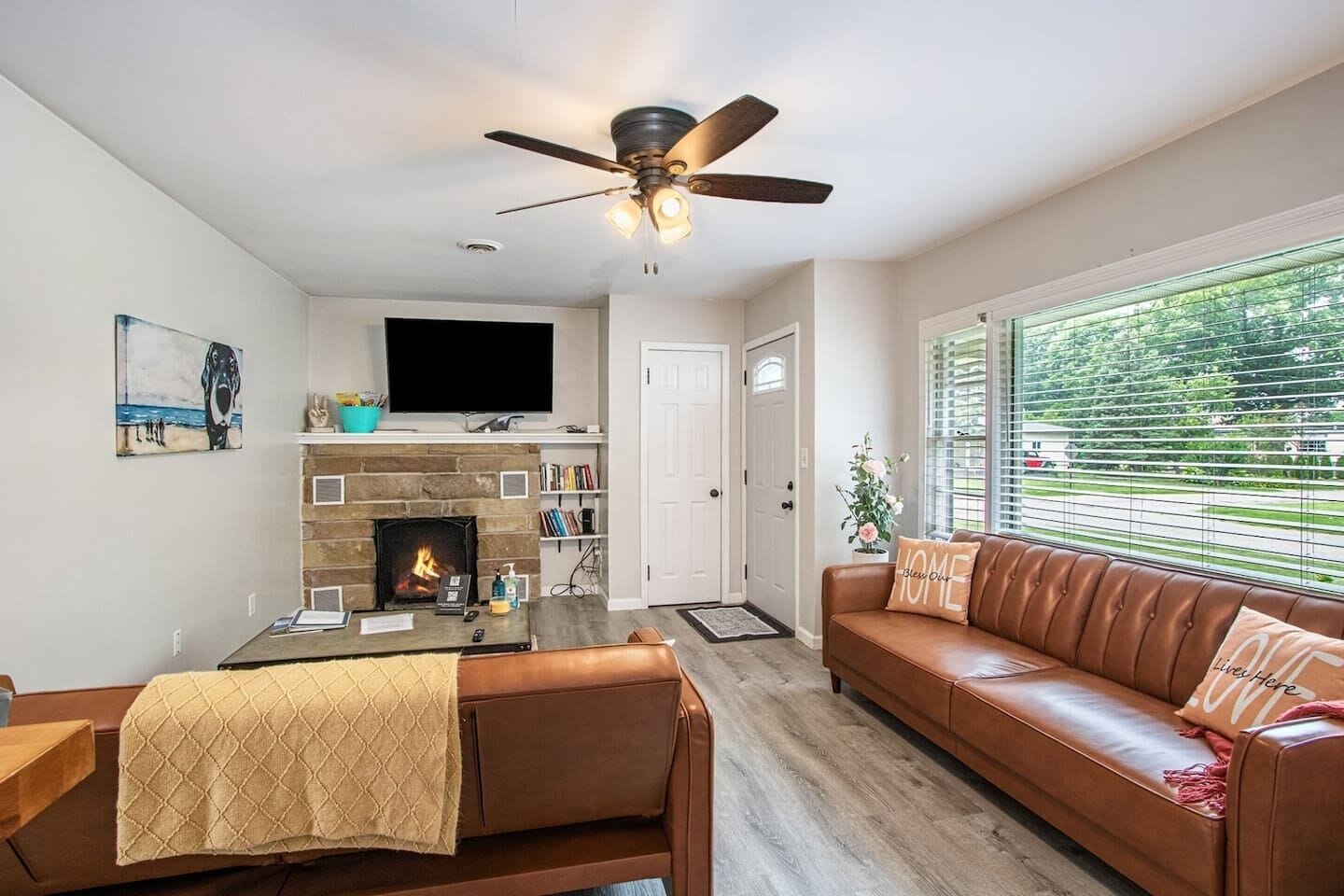 电视、壁炉、书