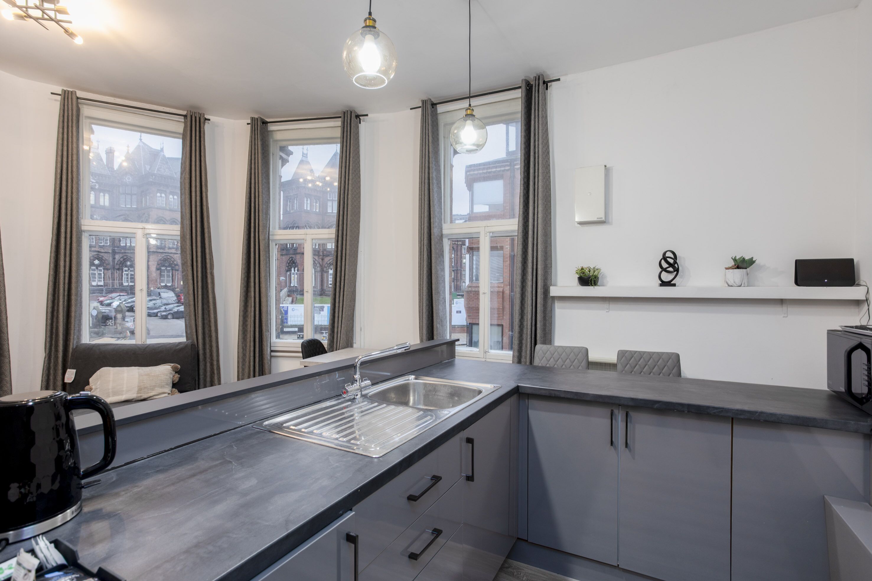 Apartment | Private kitchen | Full-size fridge, microwave, oven, stovetop