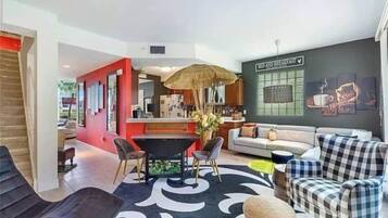 Luxury Townhome | Living area | 80-inch LED TV with digital channels, fireplace, Netflix