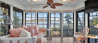 Modern Riverfront Inlet Cove 3Bd- Open Porches, Dog Friendly, Pool Access!