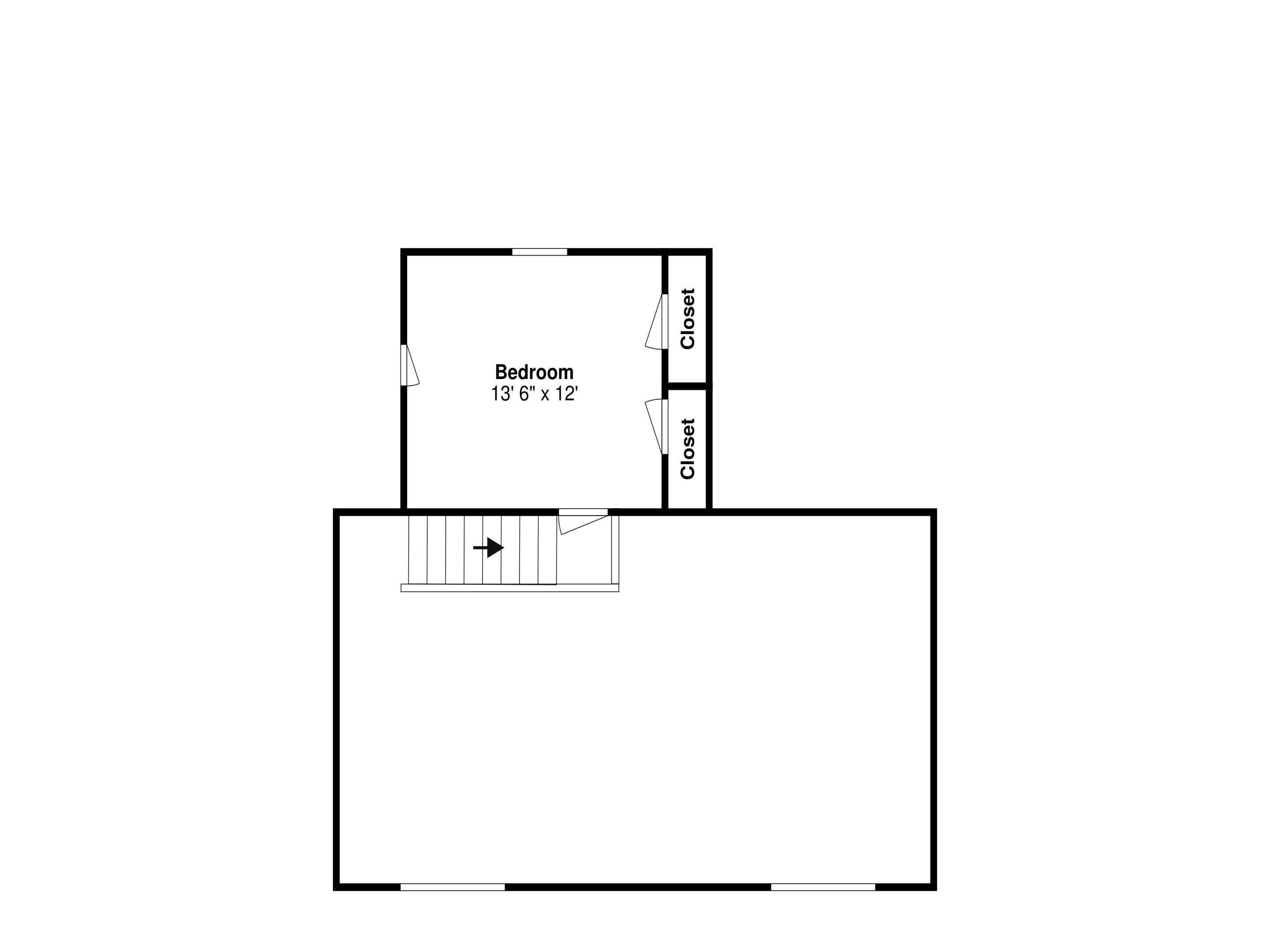 A bedroom layout measuring 13' 6" x 12" with a closet and a window.