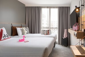 Hypo-allergenic bedding, desk, laptop workspace, soundproofing