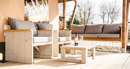 Luxury lodge on a family campsite near the sea