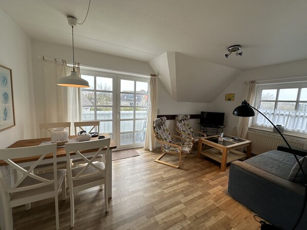 TV, tavolo da ping pong, impianto stereo