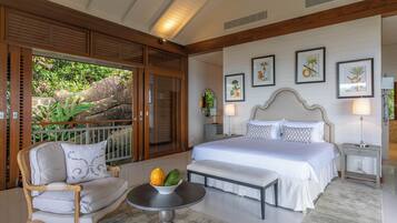 Villa, vue mer | Literie de qualité supérieure, couette en duvet d'oie