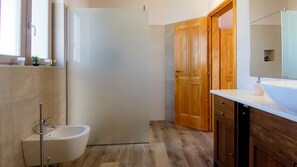 Ducha, secador de pelo y toallas