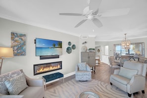 TV, fireplace, DVD player