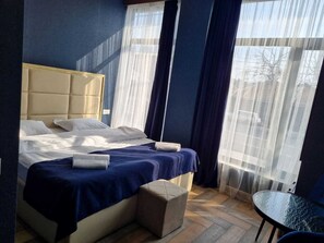 Egyptian cotton sheets, premium bedding, memory-foam beds, minibar