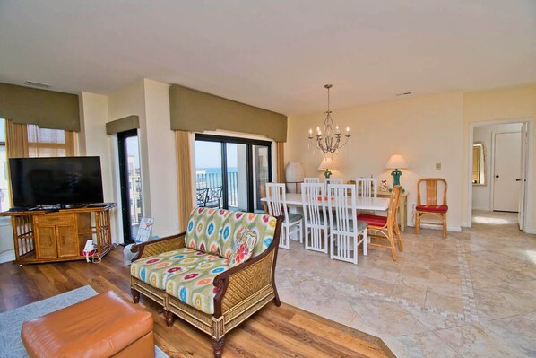 Living area - Summer Winds B-604, Oceanfront Penthouse Condo in Indian Beach, NC! (Indian Beach)