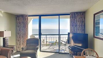 Condo, Multiple Beds, Pool Access, Ocean View (#1032 & 1033 - No Pets) | Living area | TV