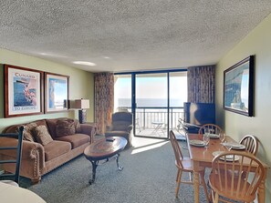 Condo, 1 King Bed, Pool Access, Ocean View (#1033 - No Pets) | Living area - San Luis Manor by Ryson Vacation Rentals (Galveston)