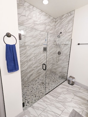 Shower, hair dryer, towels, soap - Luxury Master bedroom with Private Entrance (Tampa)