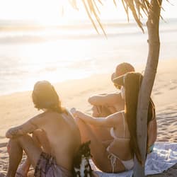 On the beach, beach towels, surfing
