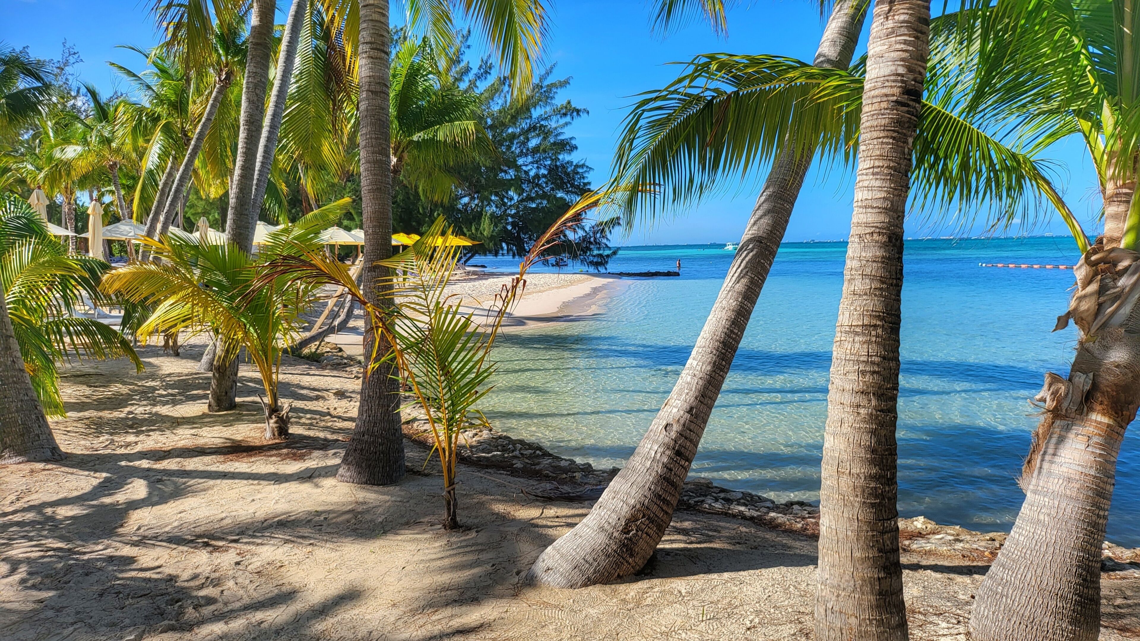 On the beach, sun loungers, beach towels