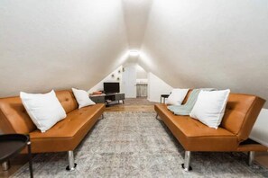 TV connectée, cheminée, livres