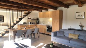 Télévision, cheminée, livres