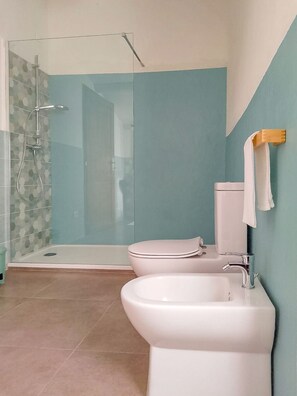 Ducha, secador de pelo, bidet, toallas