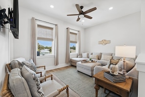 Townhome, Multiple Beds, Pool Access, Partial Ocean View (20722 First Ave - Grand Retreat I) | Living area | 50-inch flat-screen TV with digital channels, TV - Grand Retreat I! 4BR 5BA Sleeps 15! Private Pool! Luxury and Comfort Await! (Panama City Beach)