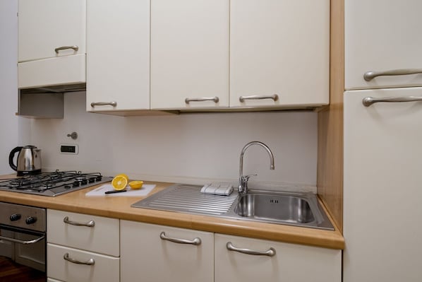 Fridge, stovetop, toaster