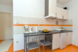 Fridge, stovetop, cookware/dishes/utensils