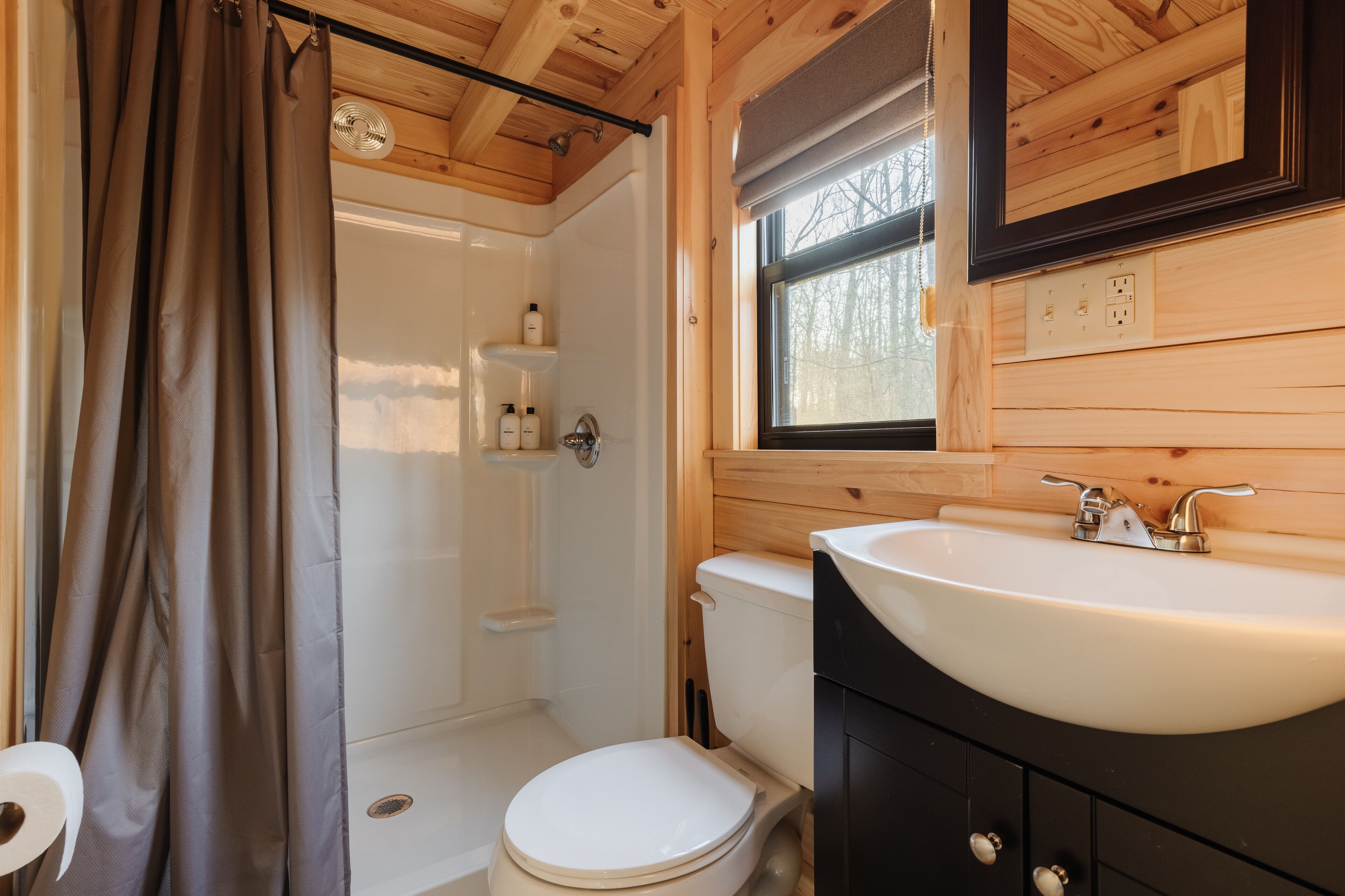 Shower, eco-friendly toiletries, hair dryer, towels