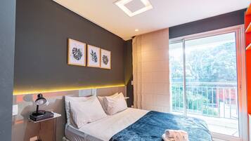 1 quarto, frigobar, individualmente mobiliados, cortinas blackout