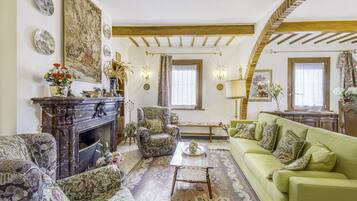 Televisión y chimenea