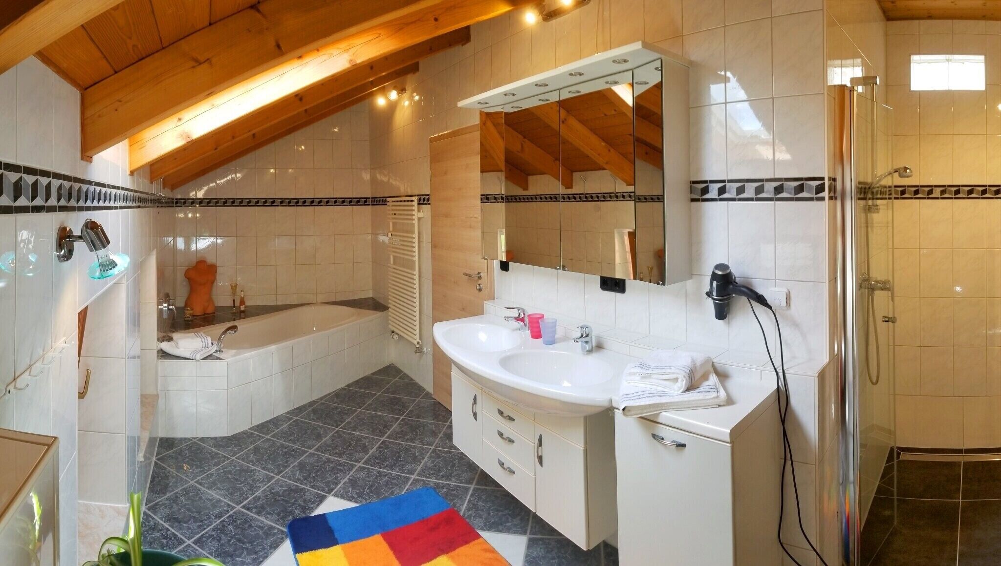 Dusche, Haartrockner, Handtücher