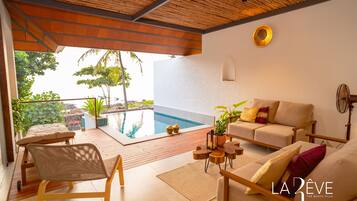 Premium-Villa, eigener Pool, Meerblick | 1 Schlafzimmer, hochwertige Bettwaren, Daunenbettdecken