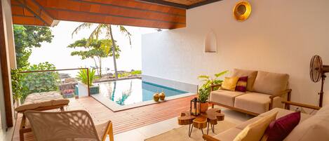 Villa Premium, alberca privada, vista al mar | 1 habitación, ropa de cama de alta calidad, edredón y wifi gratis