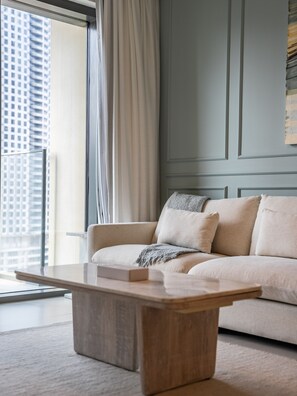 Deluxe Apartment | Living area - Eloquent Upscale with Breathtaking Burj (Dubai)