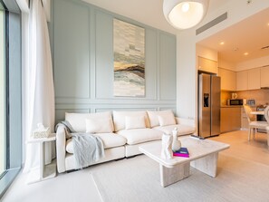 Deluxe Apartment | Living area - Eloquent Upscale with Breathtaking Burj (Dubai)