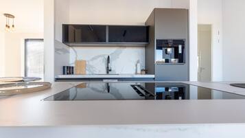 Kühlschrank, Mikrowelle, Herdplatte, Geschirrspüler