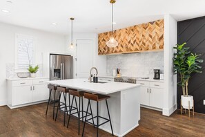 Fridge, microwave, oven, stovetop - Upscale Home with Patio - WALK to 12 South & Belmont (Nashville)