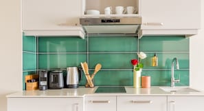 Lägenhet Classic | Eget kök | Minikylskåp, mikrovågsugn, spishäll och diskmaskin