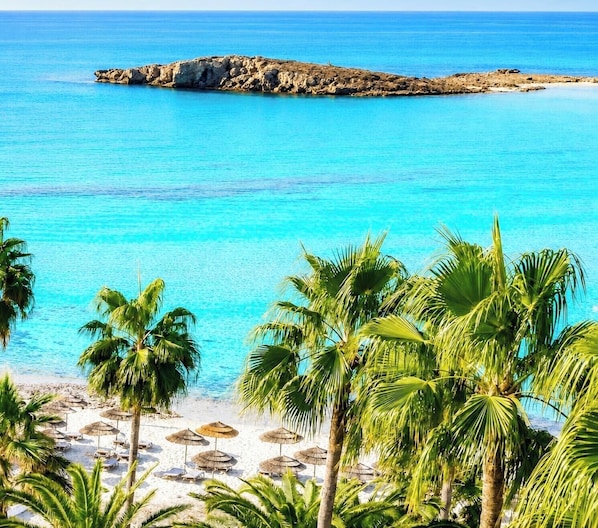Beach nearby, white sand, beach umbrellas, beach towels - Narcissos Nissi Beach Apartment E9 (Ayia Napa)