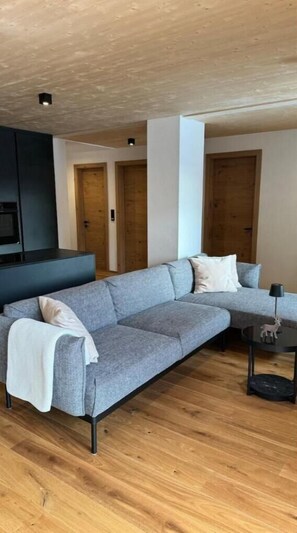 Smart TV, chimenea, libros y estéreo 