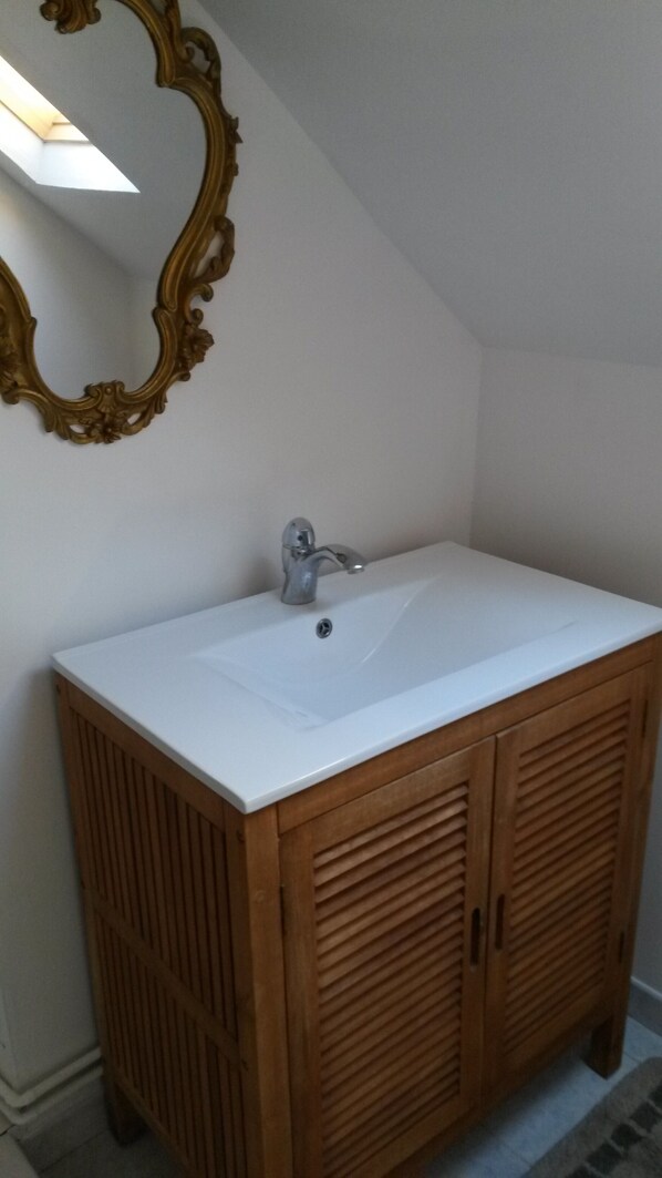 Secadora de cabello, toallas, jabón, papel de baño 