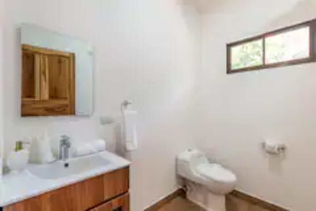 Hair dryer, towels, toilet paper