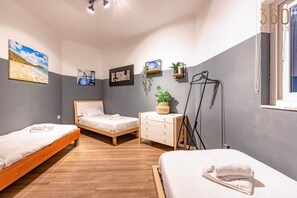 3 bedrooms, desk, iron/ironing board, travel cot