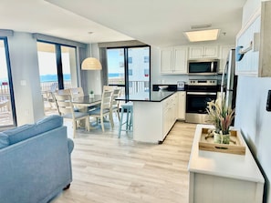 Fridge, microwave, oven, stovetop - NEWLY RENOVATED 3 Bedroom CORNER unit on the 4th Floor With Gulf Views! (Orange Beach)