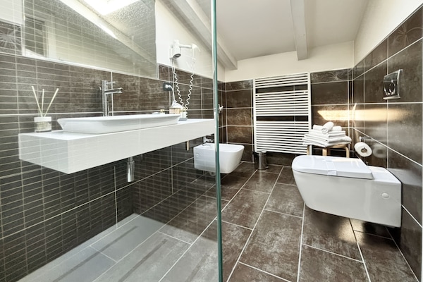 Deluxe Room | Bathroom | Shower, rainfall showerhead, free toiletries, hair dryer