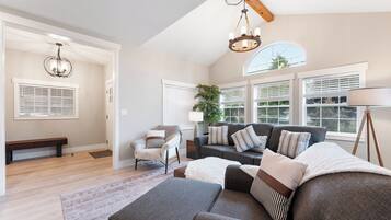 Smart TV, lareira, livros